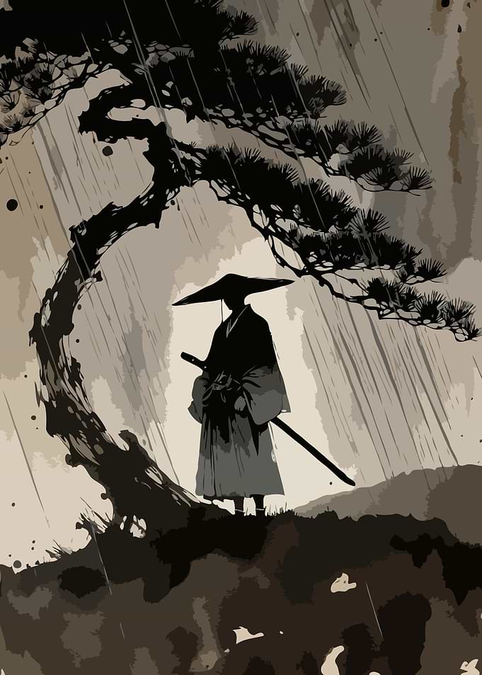 Samurai in the Rain Ink