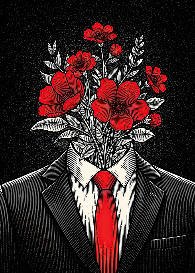 Man with Flowers for a Head