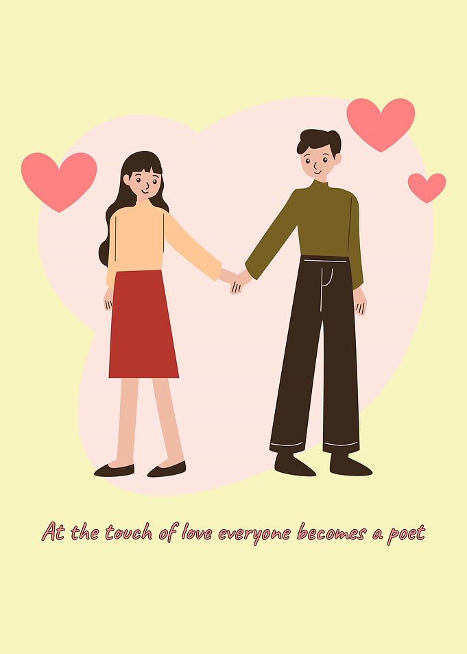 Couple Holding Hands with Hearts