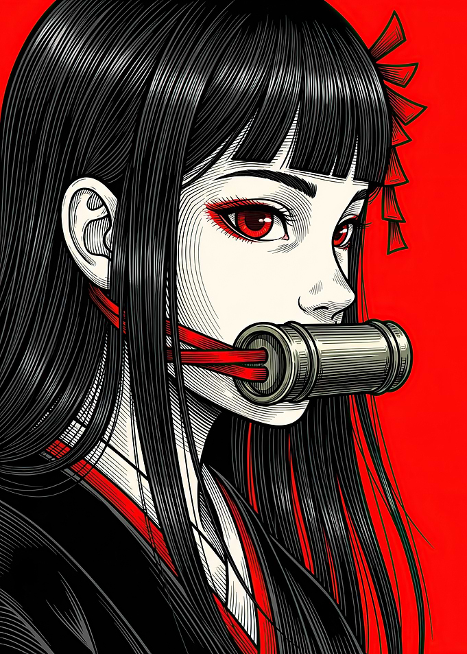 Anime Girl with Bamboo Gag