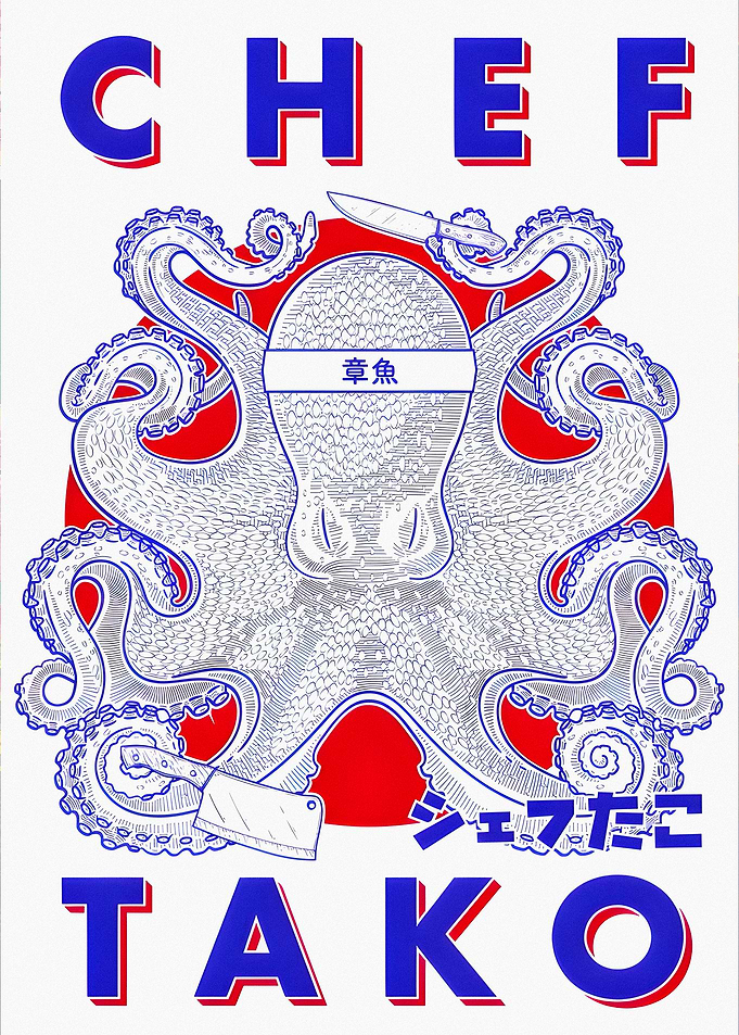 Chef Tako Octopus Art