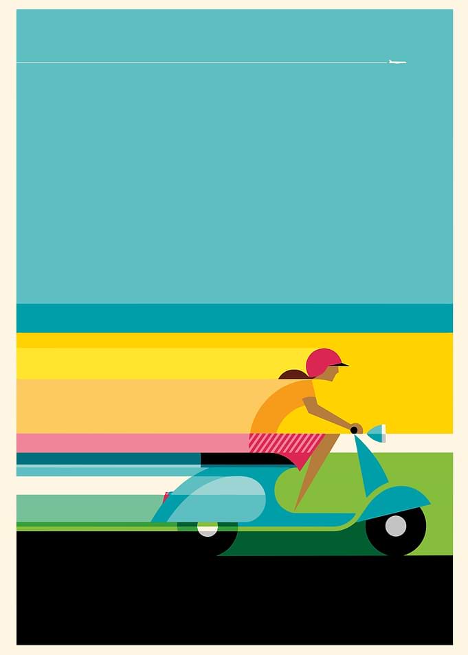 Woman riding a scooter