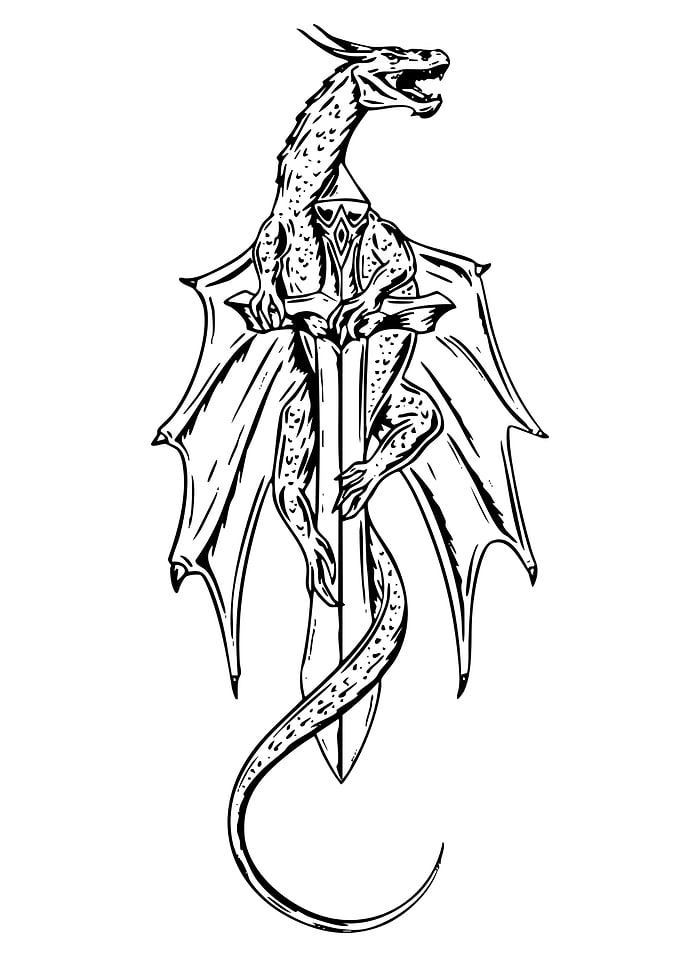 Dragon and Sword Tattoo Design