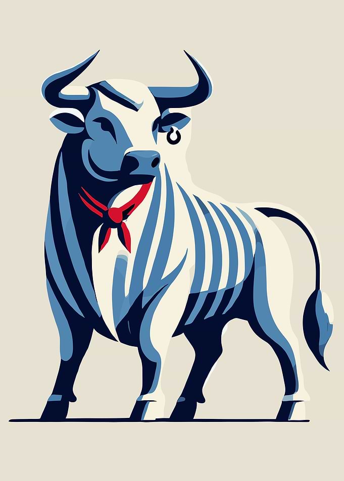 Stylized Bull with Red Bandana