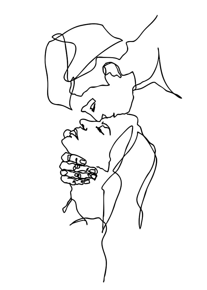 Couple in a passionate embrace