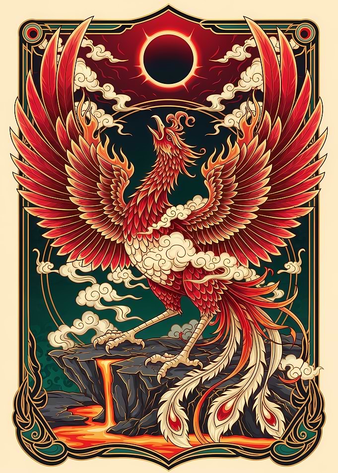 Phoenix Rising from Lava