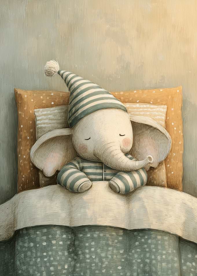 Sleeping Elephant in Pajamas