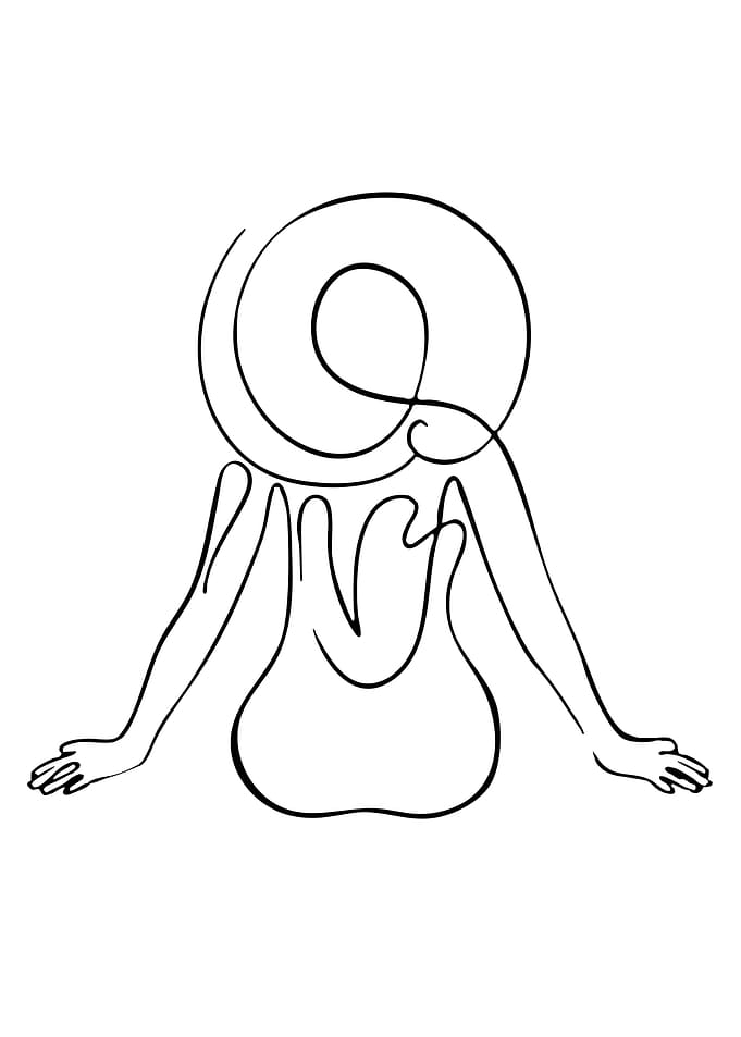 Minimalist Line Art of a Person in a Swimsuit