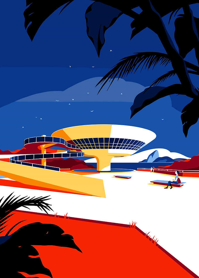 Futuristic building by the sea