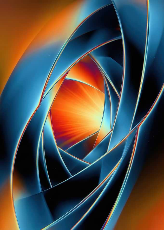 Abstract Swirling Light and Blue Forms