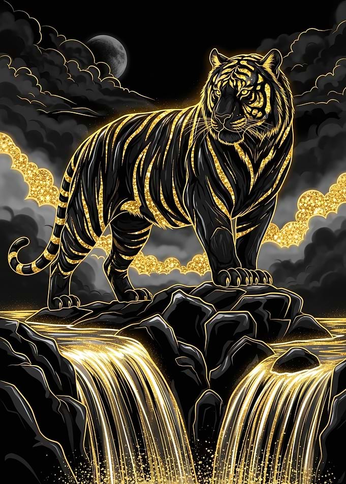 Golden Tiger on Rocks