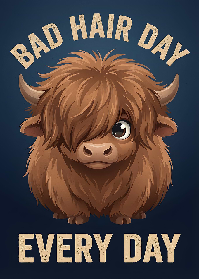 Highland Cow Bad Hair Day