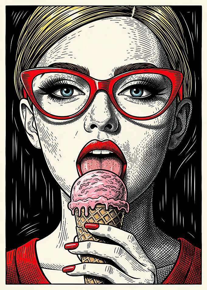 Woman Eating Ice Cream