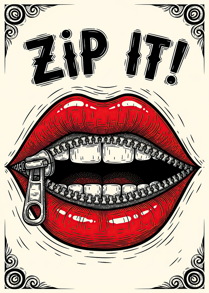 Zip It Lips Zipper Art