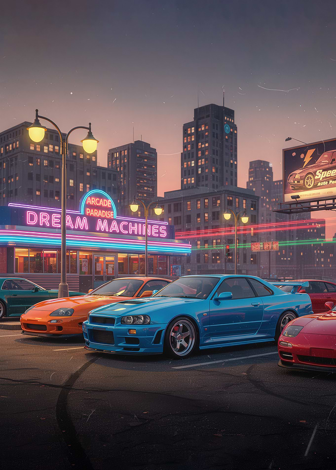 Retro Arcade and Sports Cars