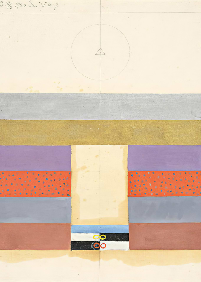Abstract Geometric Composition with Circles and Triangle