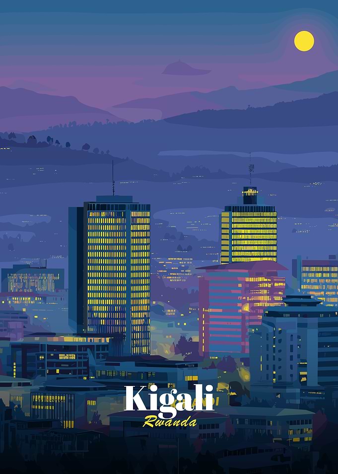 Kigali Rwanda Cityscape at Dusk