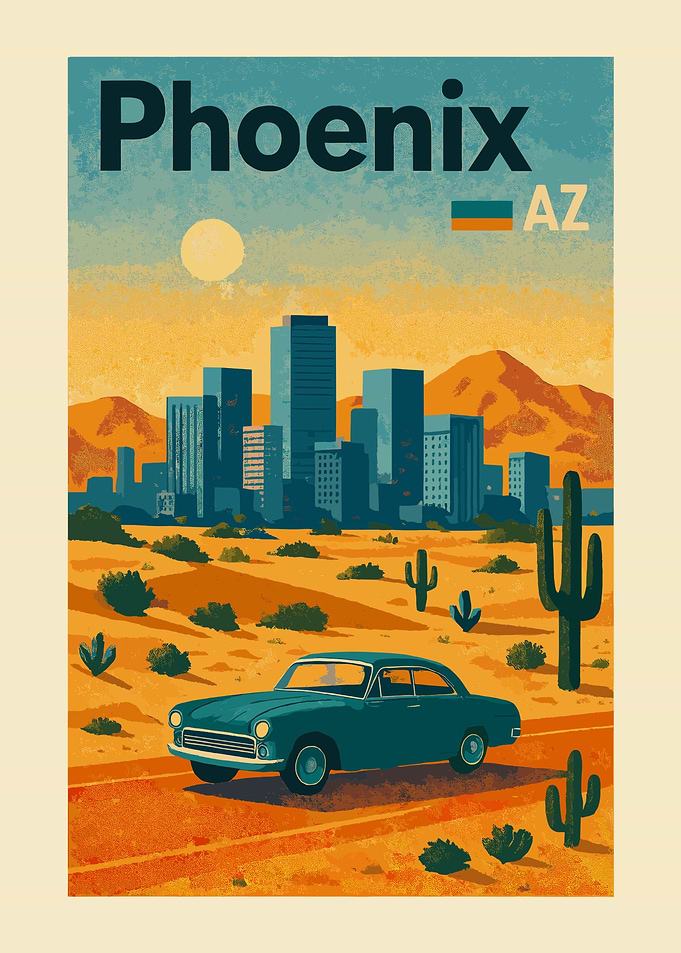 Vintage Travel Phoenix Cityscape
