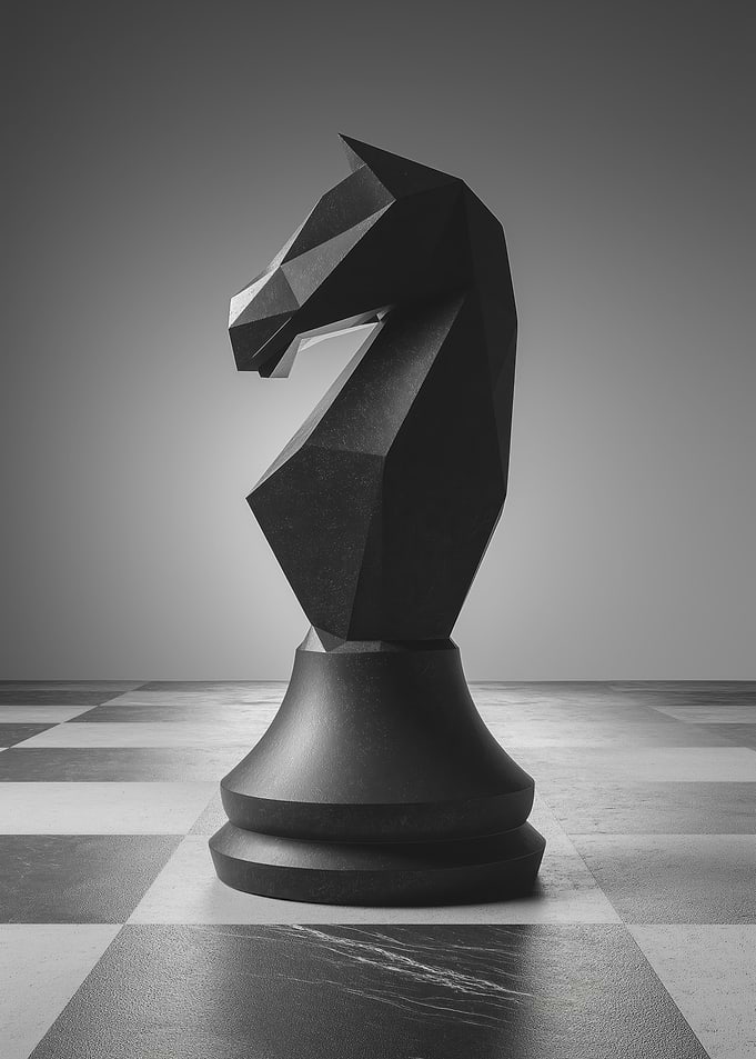 Geometric Black Chess Knight