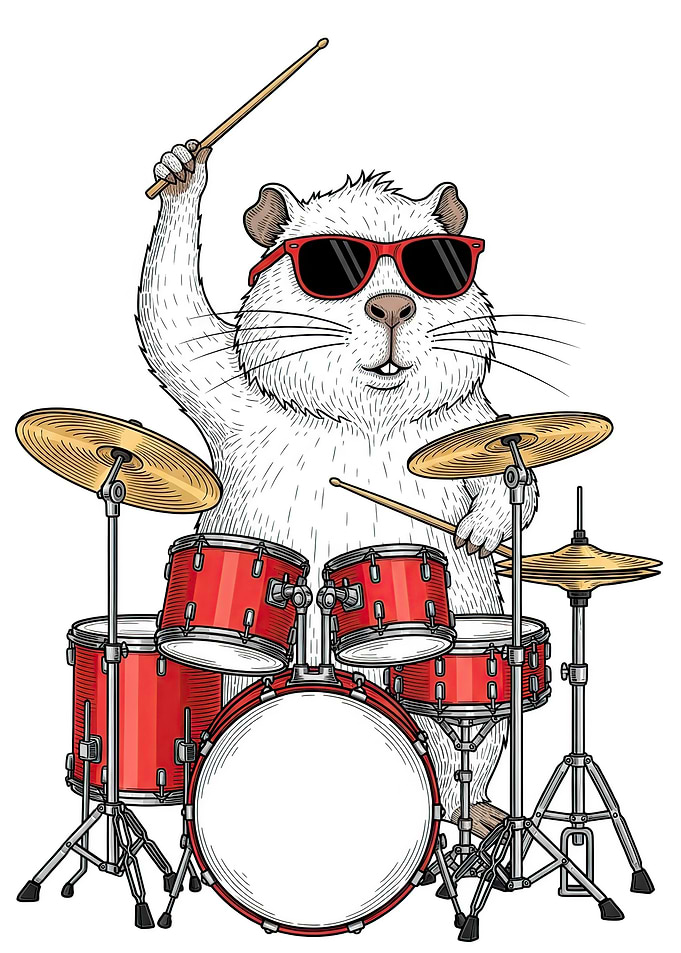 Drumming Hamster with Sunglasses