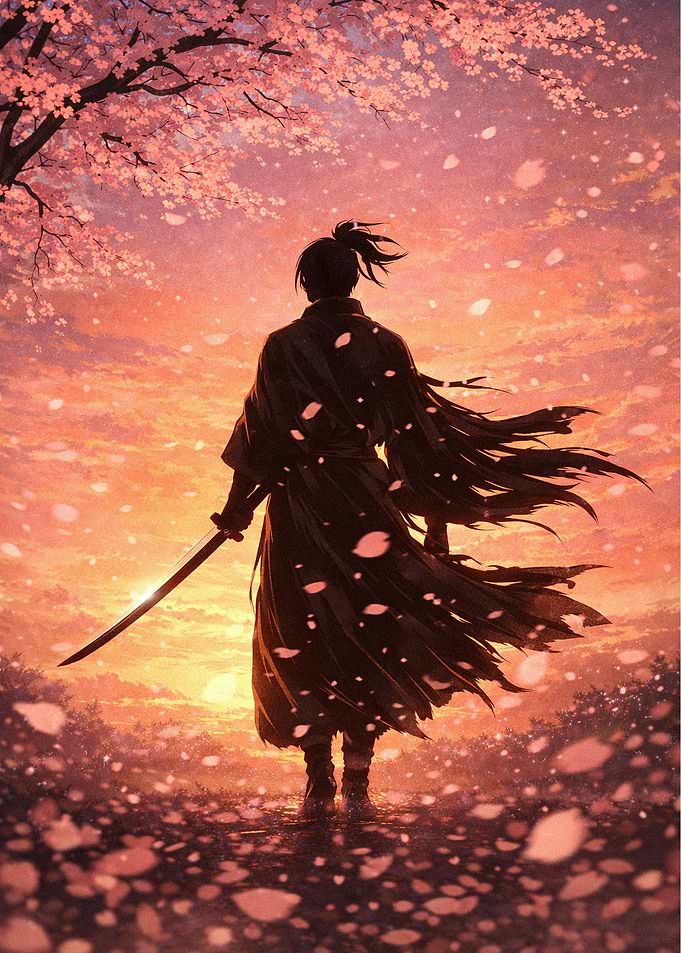 Samurai Under Cherry Blossoms