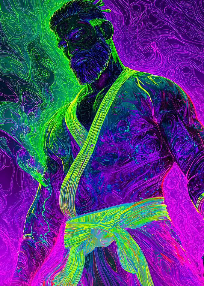 Neon Psychedelic Martial Arts Fighter