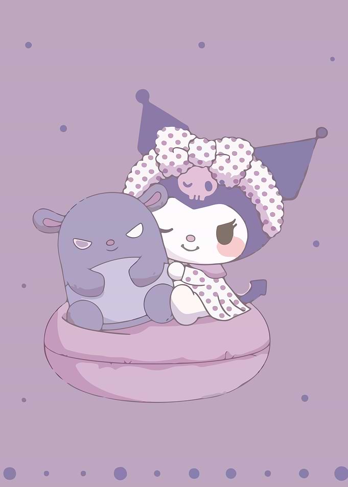 Kuromi and Baku cuddling