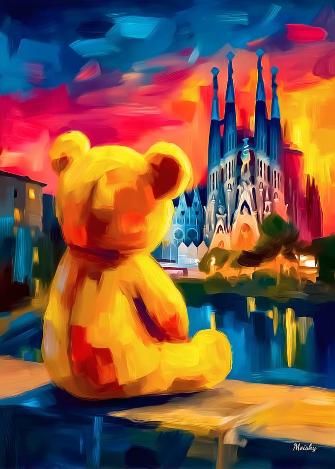 Barcelona Teddy Fauvist Sunset Skyline Print
