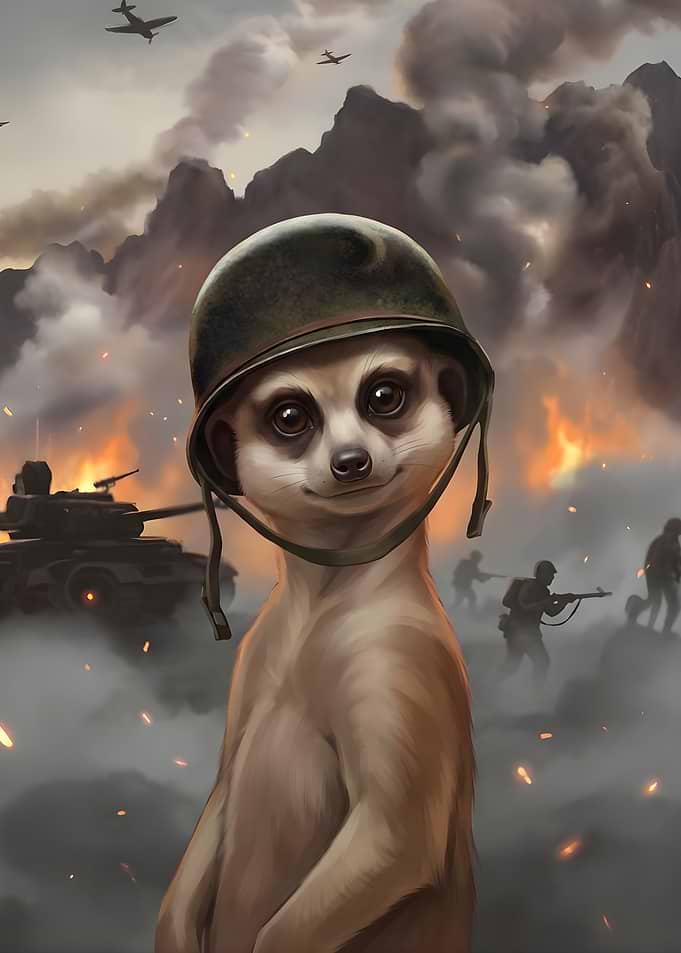 Meerkat Soldier in War Zone