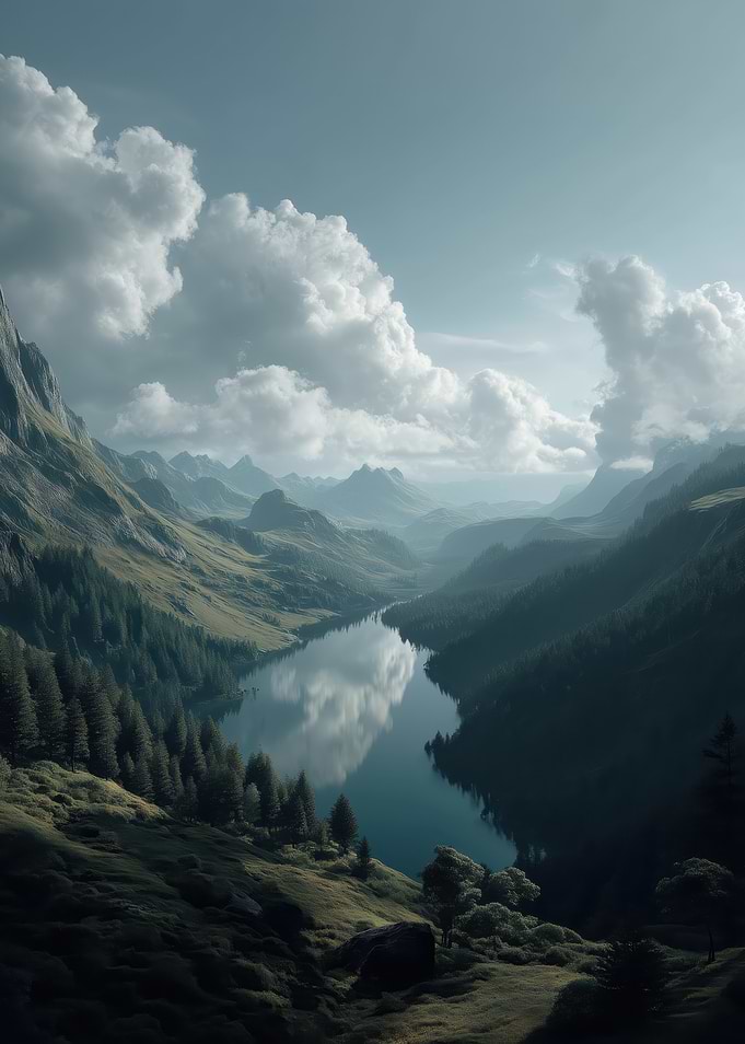 Serene Mountain Lake Landscape