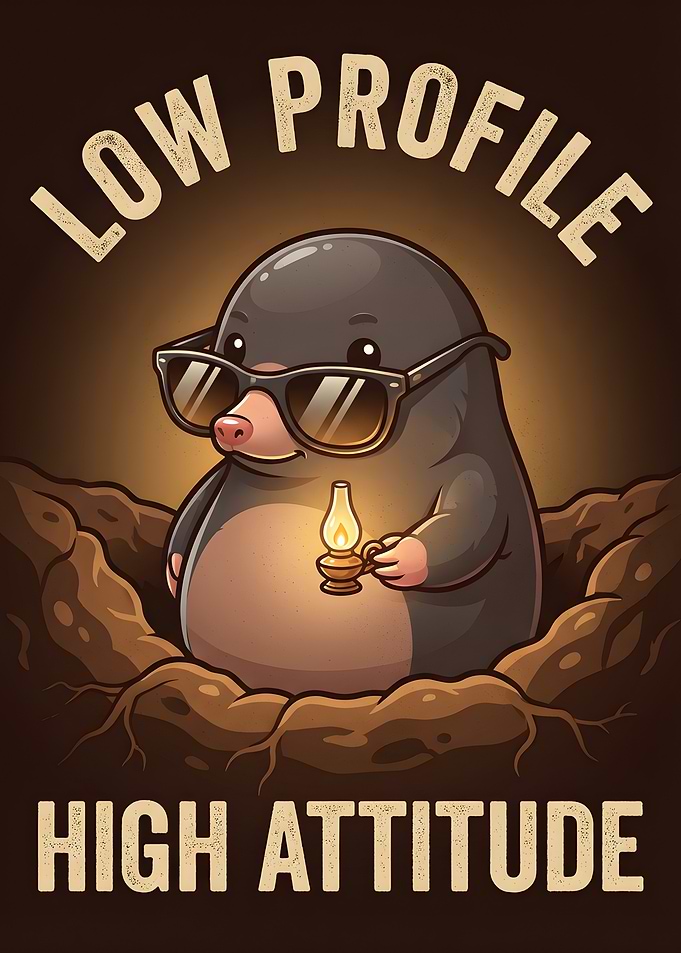 Mole with sunglasses and lamp