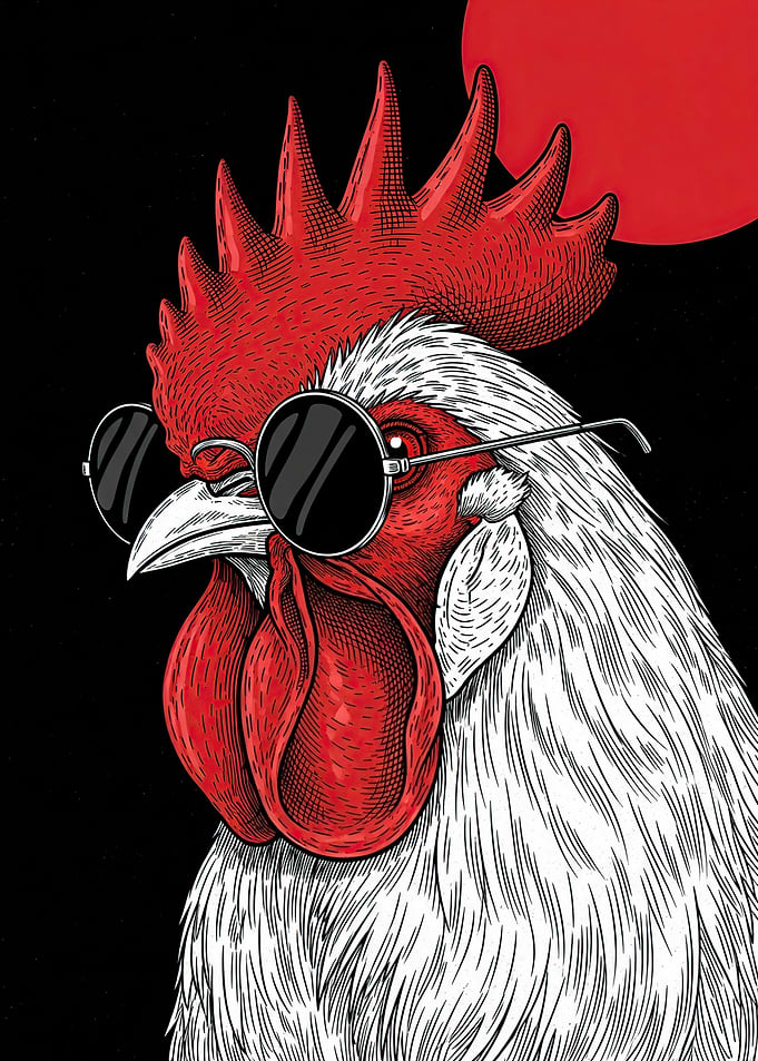 Cool Rooster Wearing Sunglasses