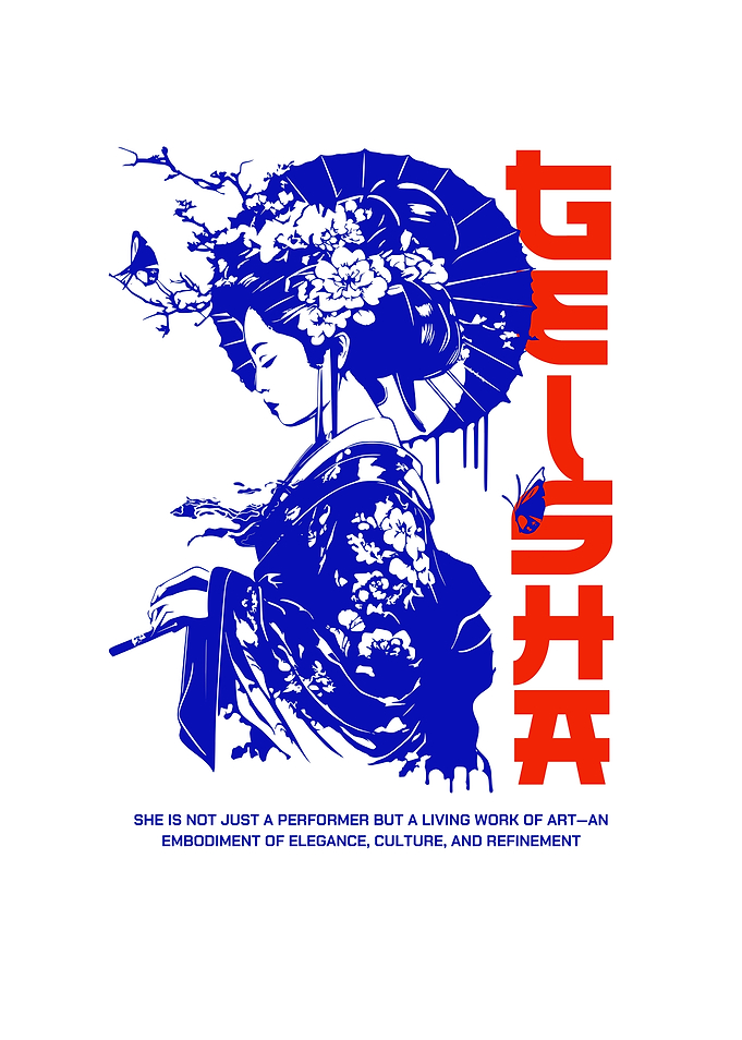 Geisha with Umbrella and Flowers