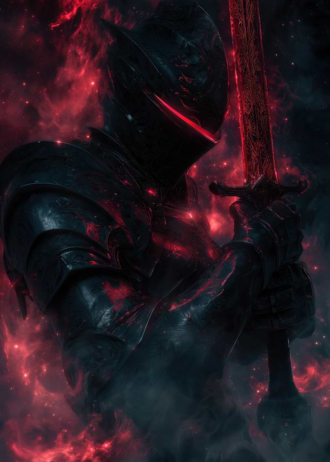 Dark Knight with Red Sword