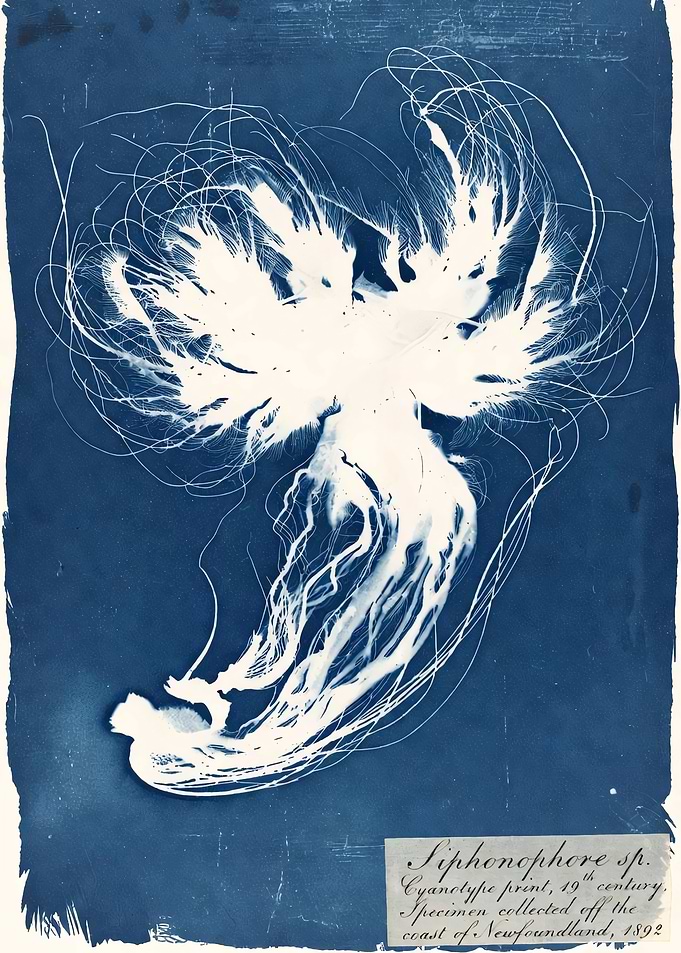 Siphonophore Cyanotype Print