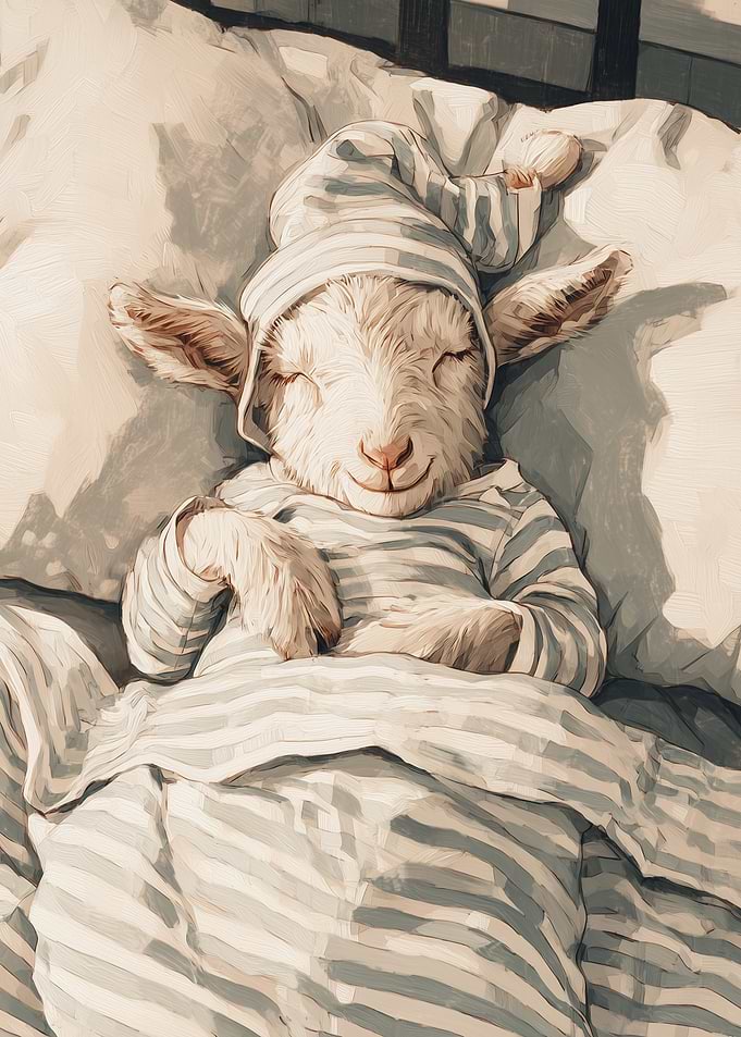 Sleeping Baby Goat in Pajamas