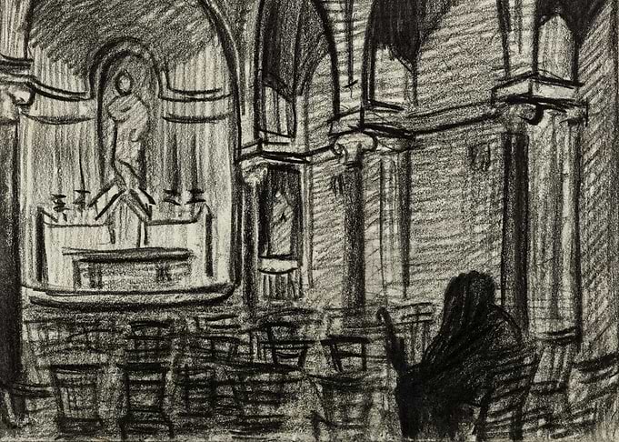 Interior of a Church with a Figure