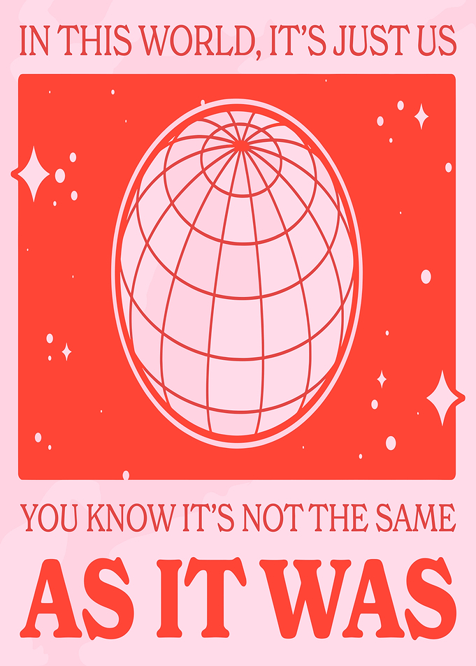 Retro Globe and Text Art