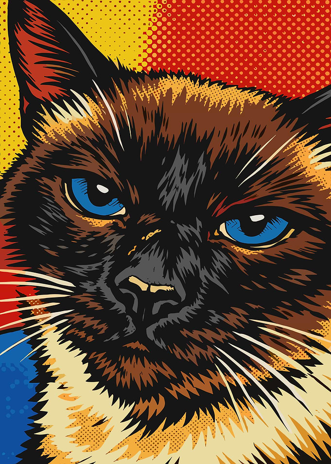 Siamese Cat Pop Art Portrait