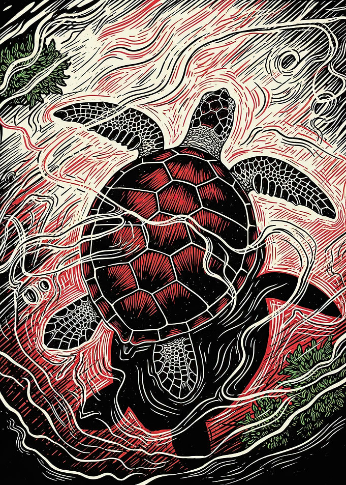 Red Sea Turtle in Water