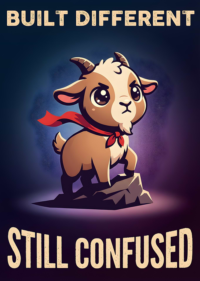 Cute Goat 'Built Different Still Confused'