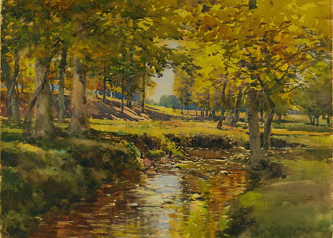 Autumn Forest Stream Painting