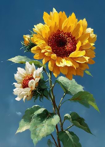 Sunflowers Against Blue Sky