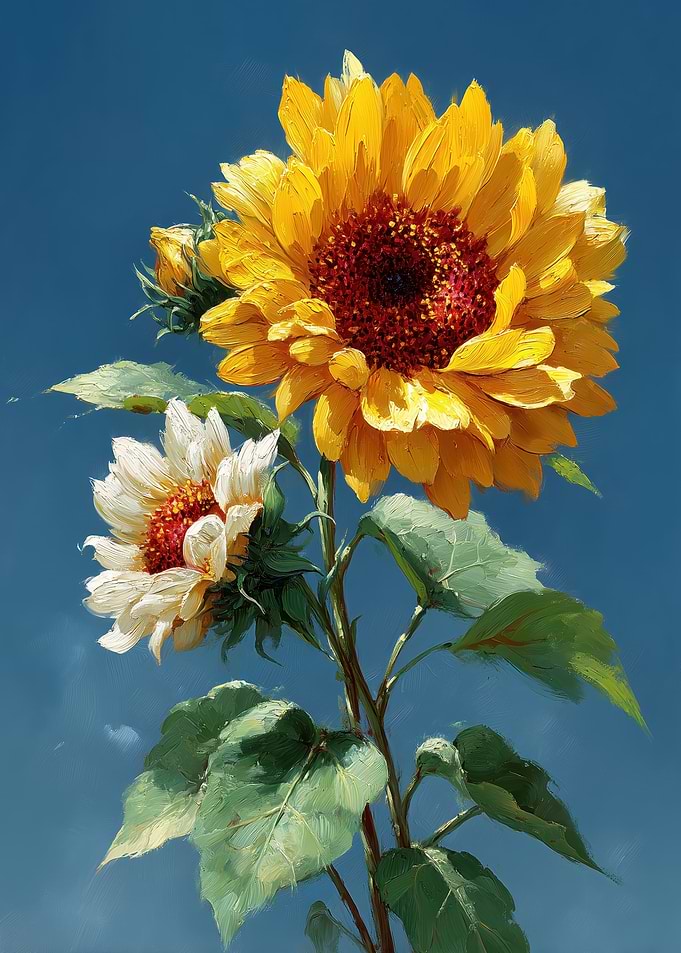 Sunflowers Against Blue Sky