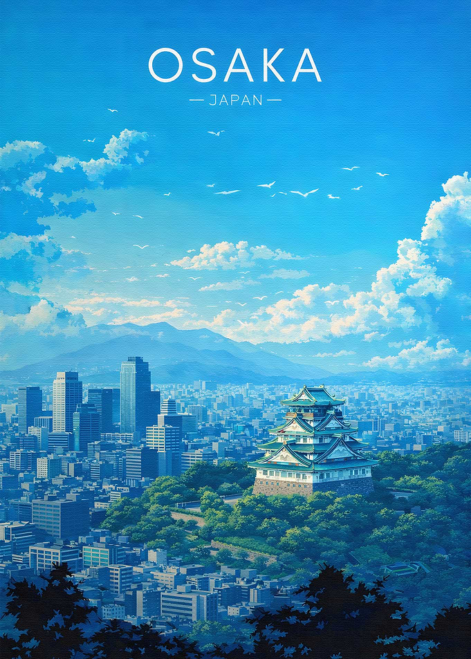 Osaka Cityscape with Castle