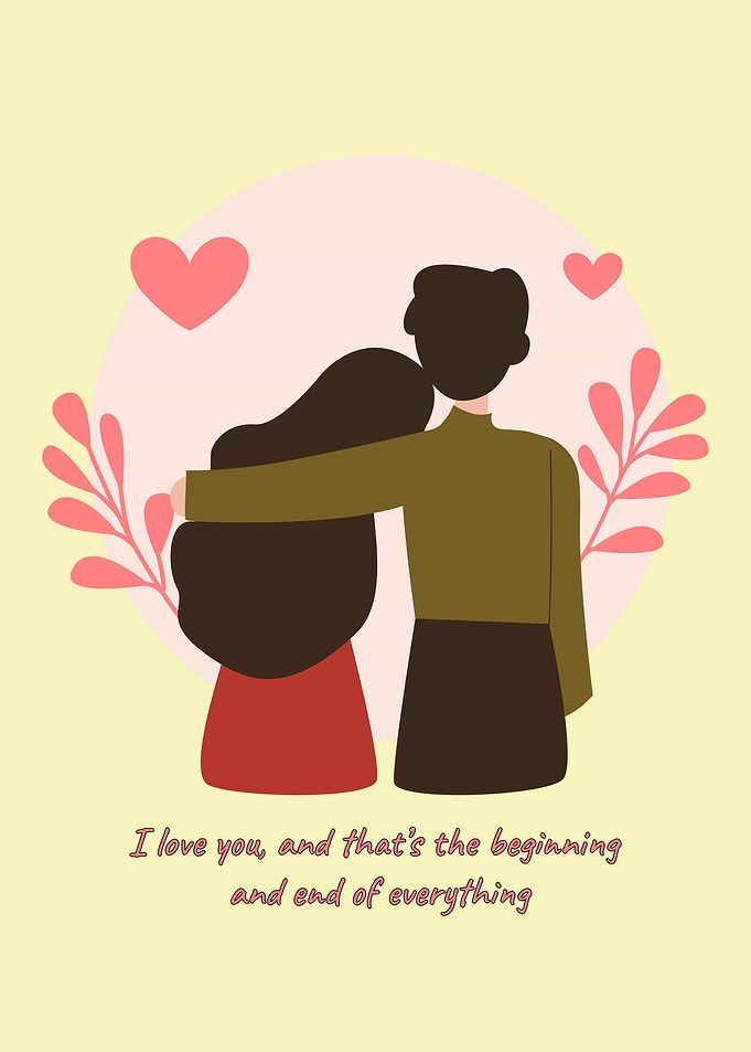 Couple Embracing with Hearts