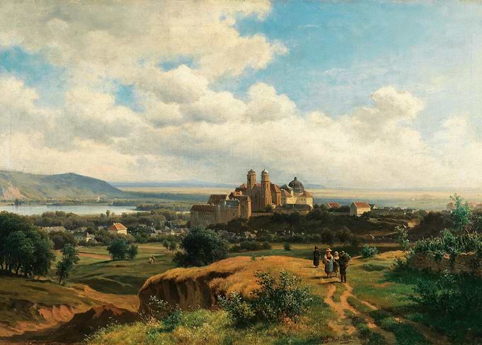Monastery Overlooking a River Valley