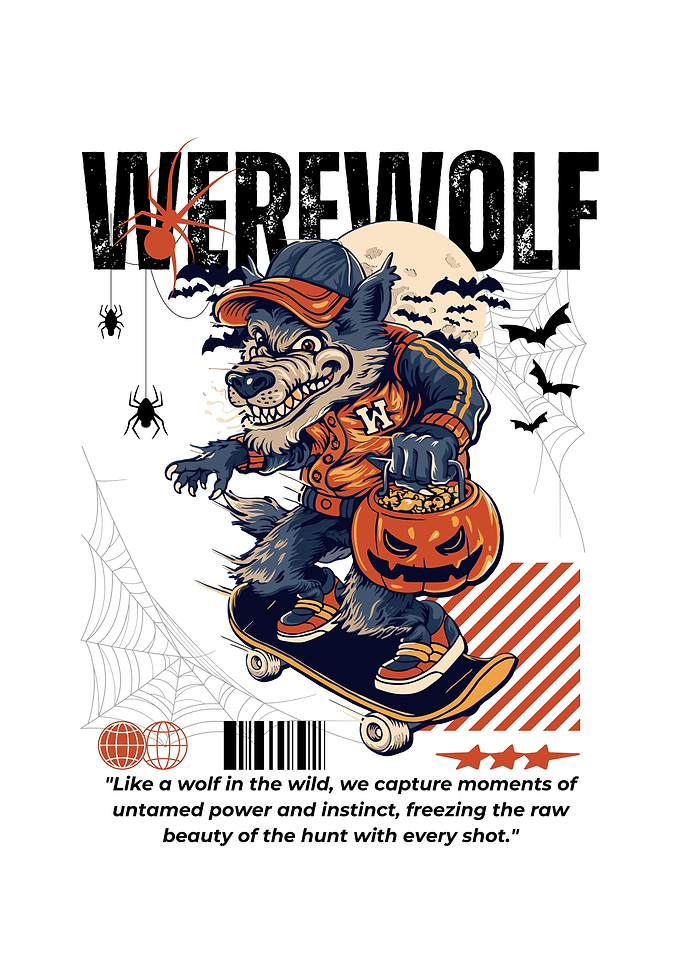 Werewolf Skater with Pumpkin Candy Bucket