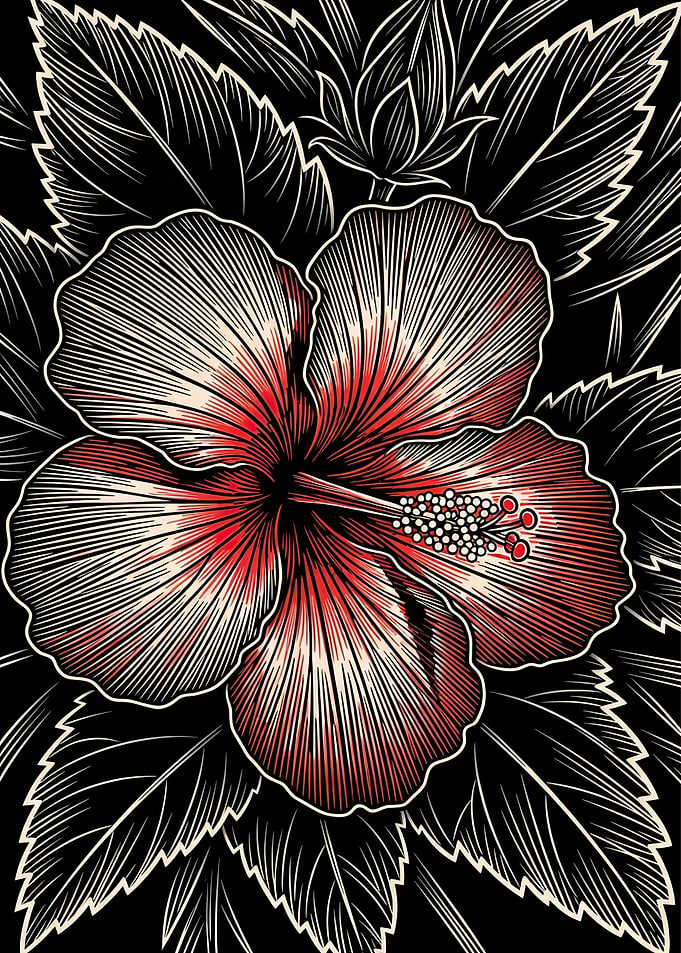 Red Hibiscus Flower Illustration