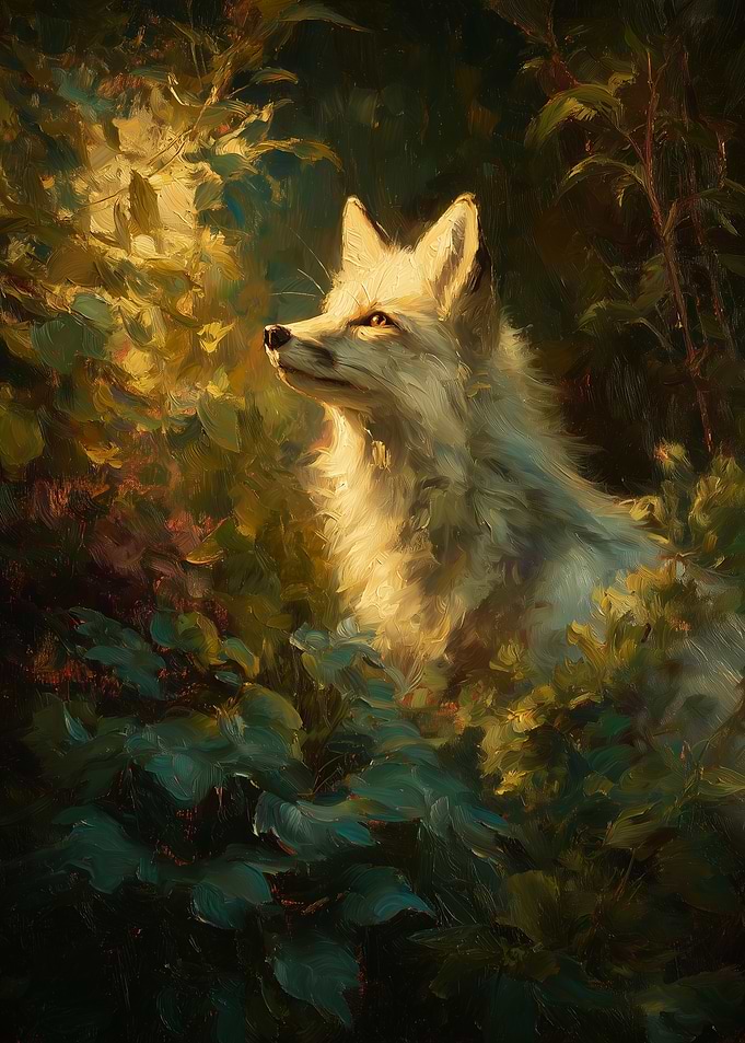 Fox in dappled sunlight